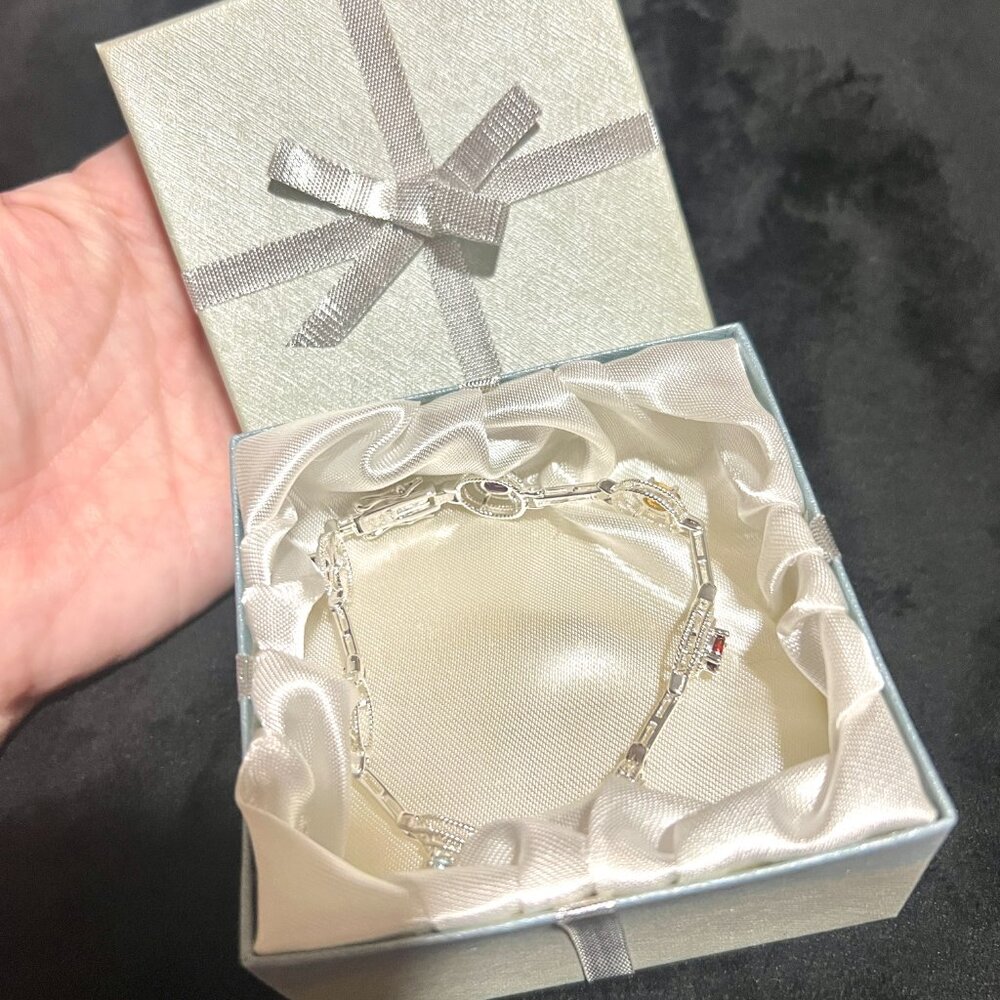 Sterling Silver .925 Assorted Rectangle Gemstone … - image 7